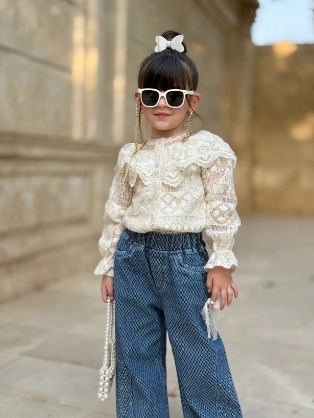 شومیز دانتل دخترانه بچگانه